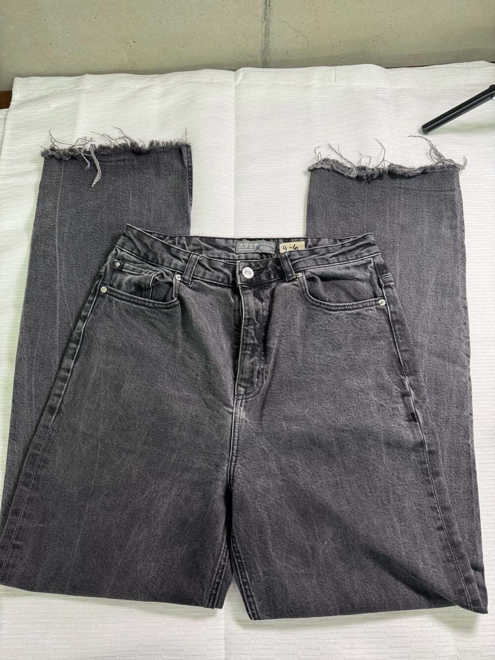 Denim Co. Black Raw Hem Split Leg Jeans Size 10